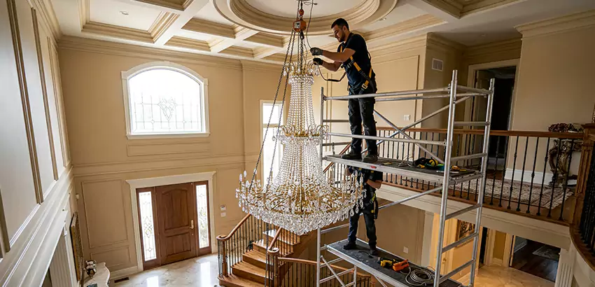Two-Story Foyer Chandelier Installation in Antioch